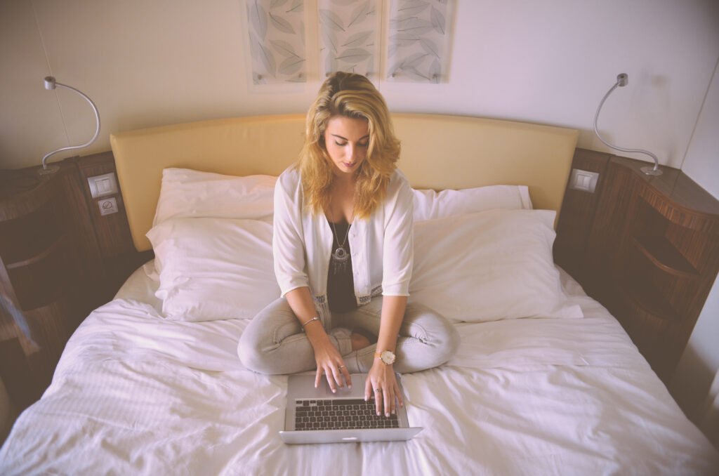 Woman Laptop Bed