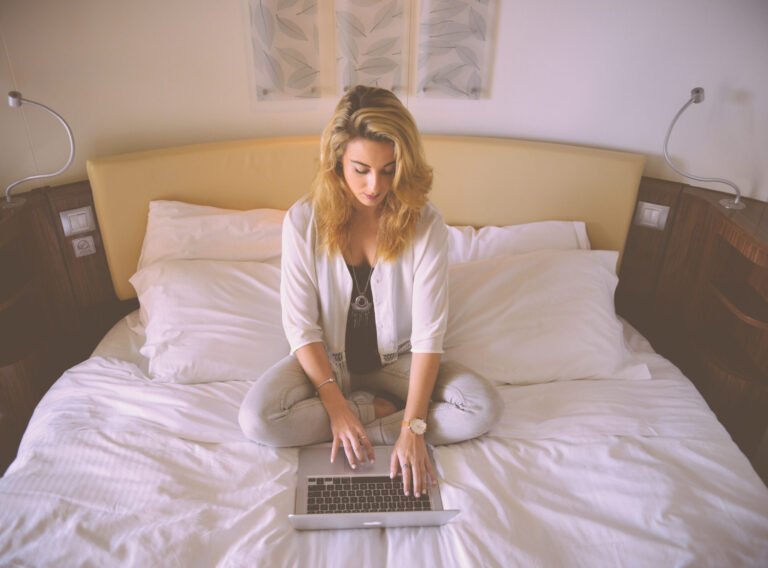 Woman Laptop Bed